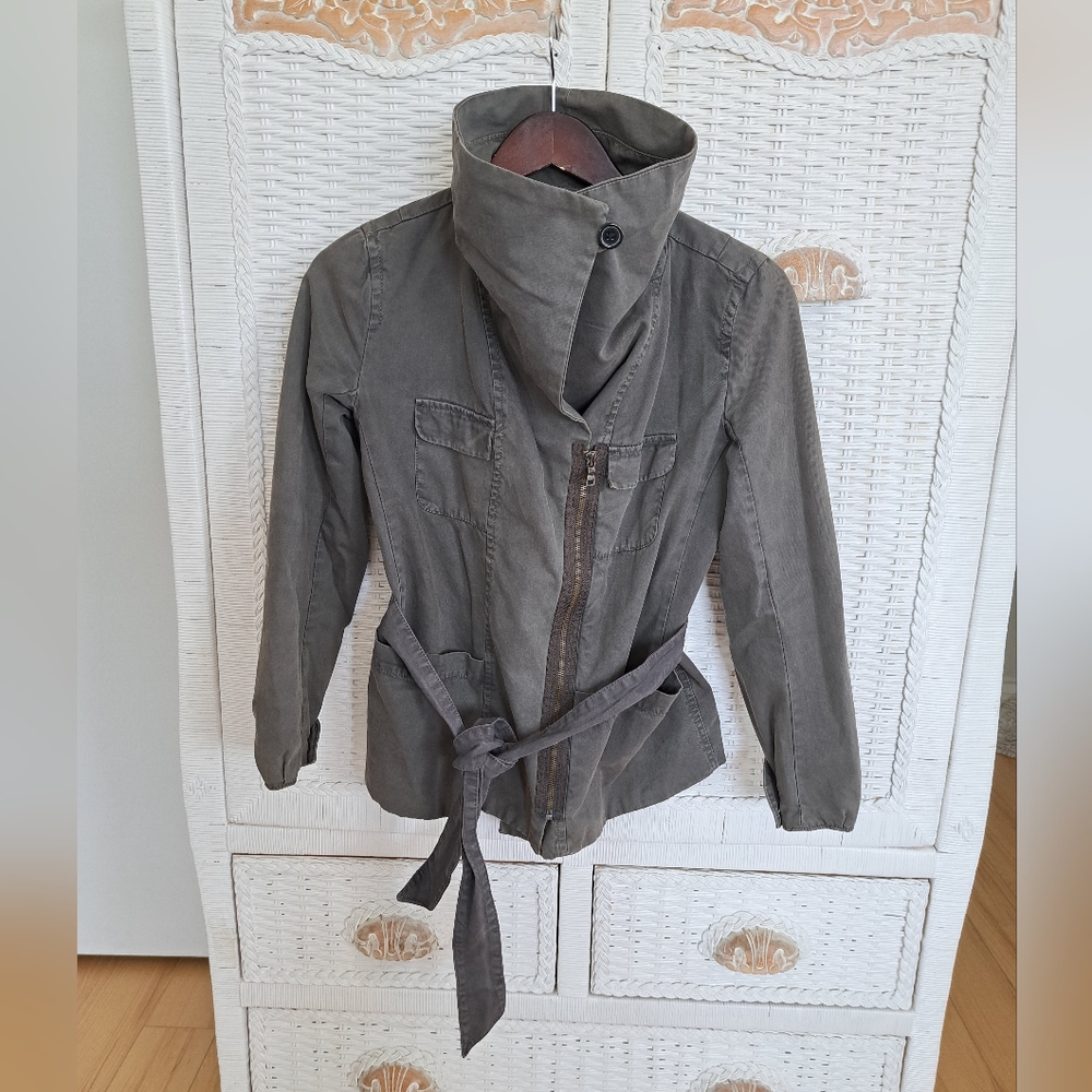 Gap The Utility Jacket Gray Lined Wide Collar Car… - image 4